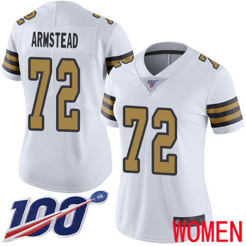 New Orleans Saints Limited White Women Terron Armstead Jersey NFL Football #72 100th Season Rush Vapor Untouchable Jersey->women nfl jersey->Women Jersey